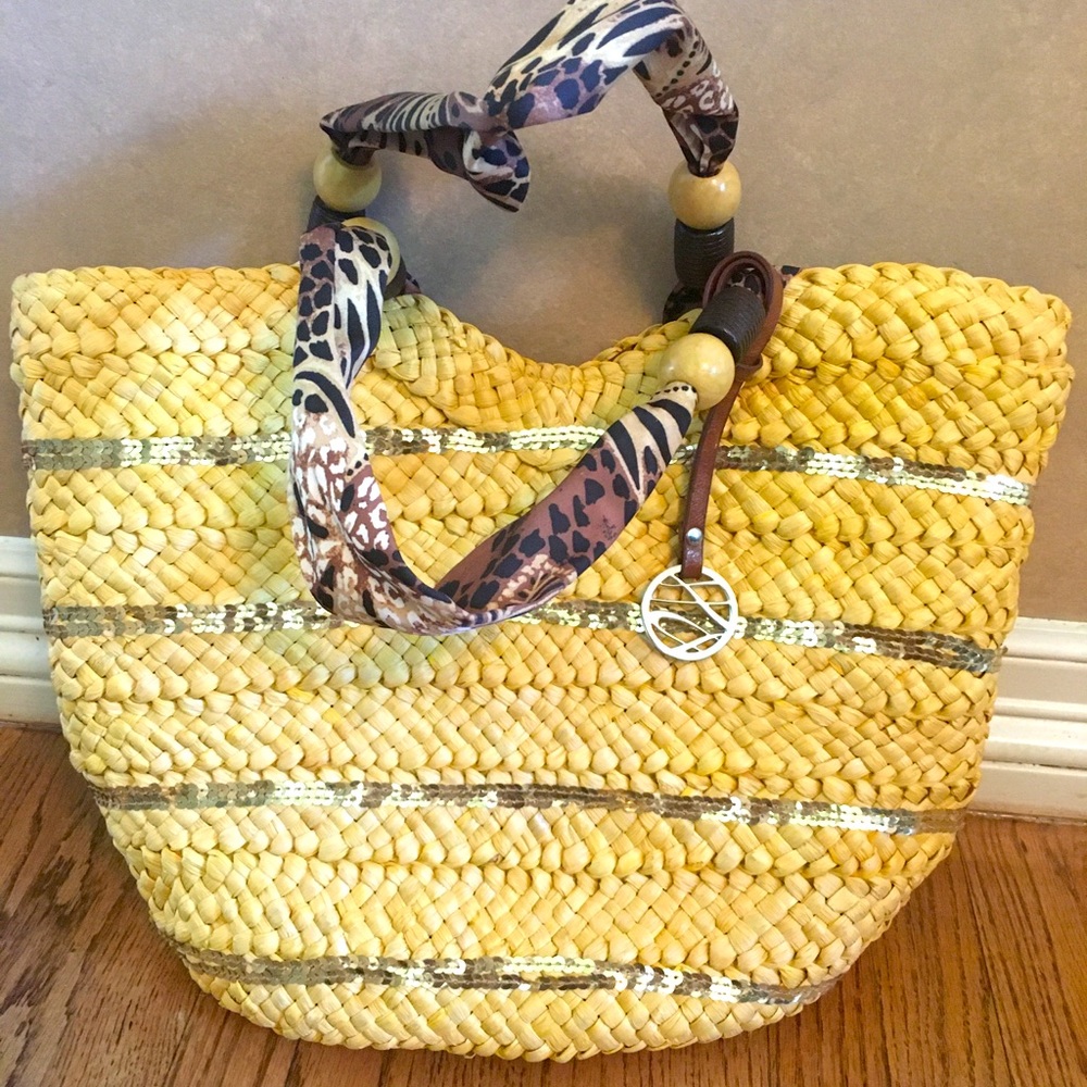 Straw & Sequin Beach Bag